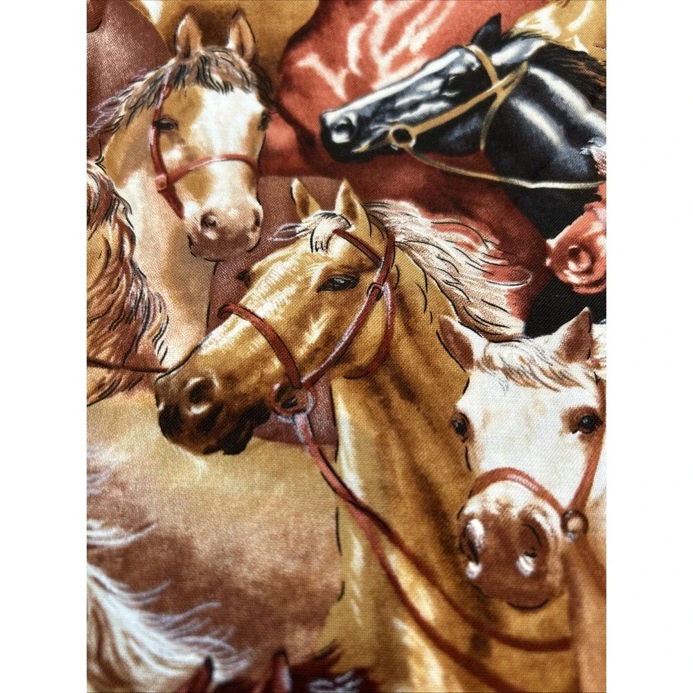 Blank Quilting Packed Horse Stampede Brown Cotton Fabric 21